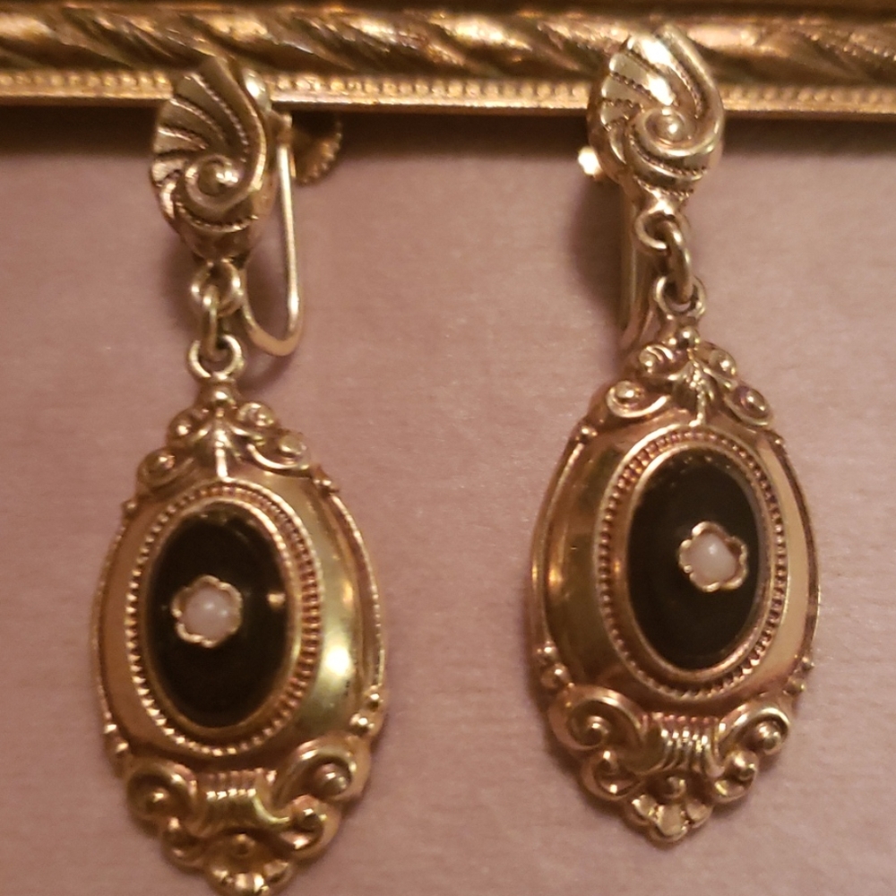 Gold Plated Screwback Dangle Earrings